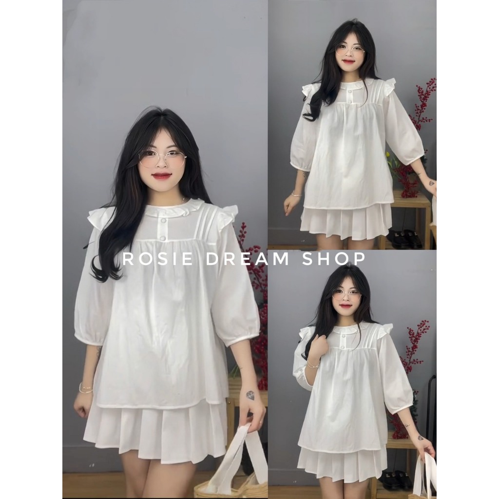 Áo sơ mi trắng babydoll tay lỡ, áo sơ mi kiểu nữ VINTAGE tiểu thư ROSIE DREAM SHOP