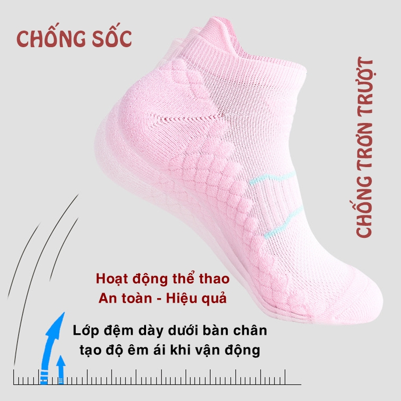 Tất Nữ Nam Chống Trơn Vớ Chạy Bộ Thể Thao Cổ Ngắn Cao Lửng Chính Hãng Cao Cấp Bóng Rổ Đá Banh Cầu Lông Gym CHEAP SPORT