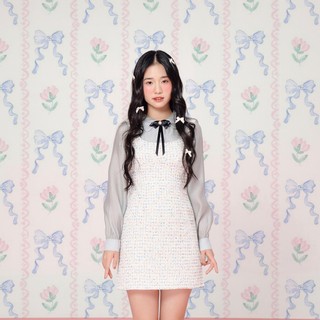 Bleubird set váy yếm tweed dáng a twinkle dress và sơ mi lụa swan