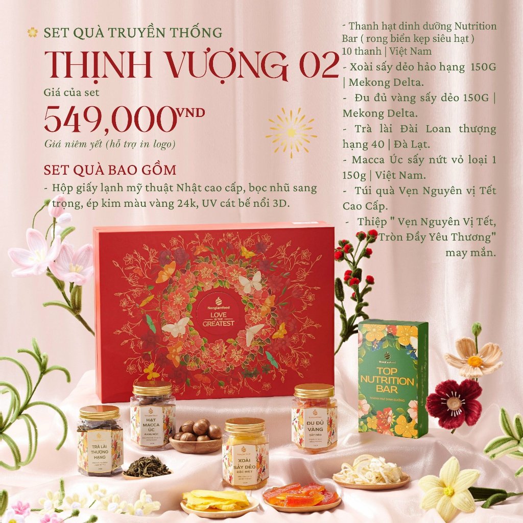 [BỘ QUÀ TẾT 2024] Set quà Tết Thịnh Vượng 2 Nonglamfood | Quà tết cao cấp Xuân Giáp Thìn cho người thân, doanh nghiệp