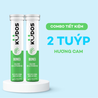 Combo 2 Tuýp Viên sủi KUDOS BONE - Thực phẩm bảo vệ sức khỏe KUDOS BONE HEALTH CALCIUM, D3 & VITAMIN K2 (20 viên/ tuýp).