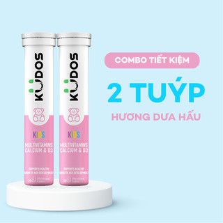 Combo 2 Tuýp Viên sủi KUDOS KIDS - Thực phẩm bảo vệ sức khỏe KUDOS KIDS MULTIVITAMINS PLUS CALCIUM & D3 (20 viên/ Tuýp)