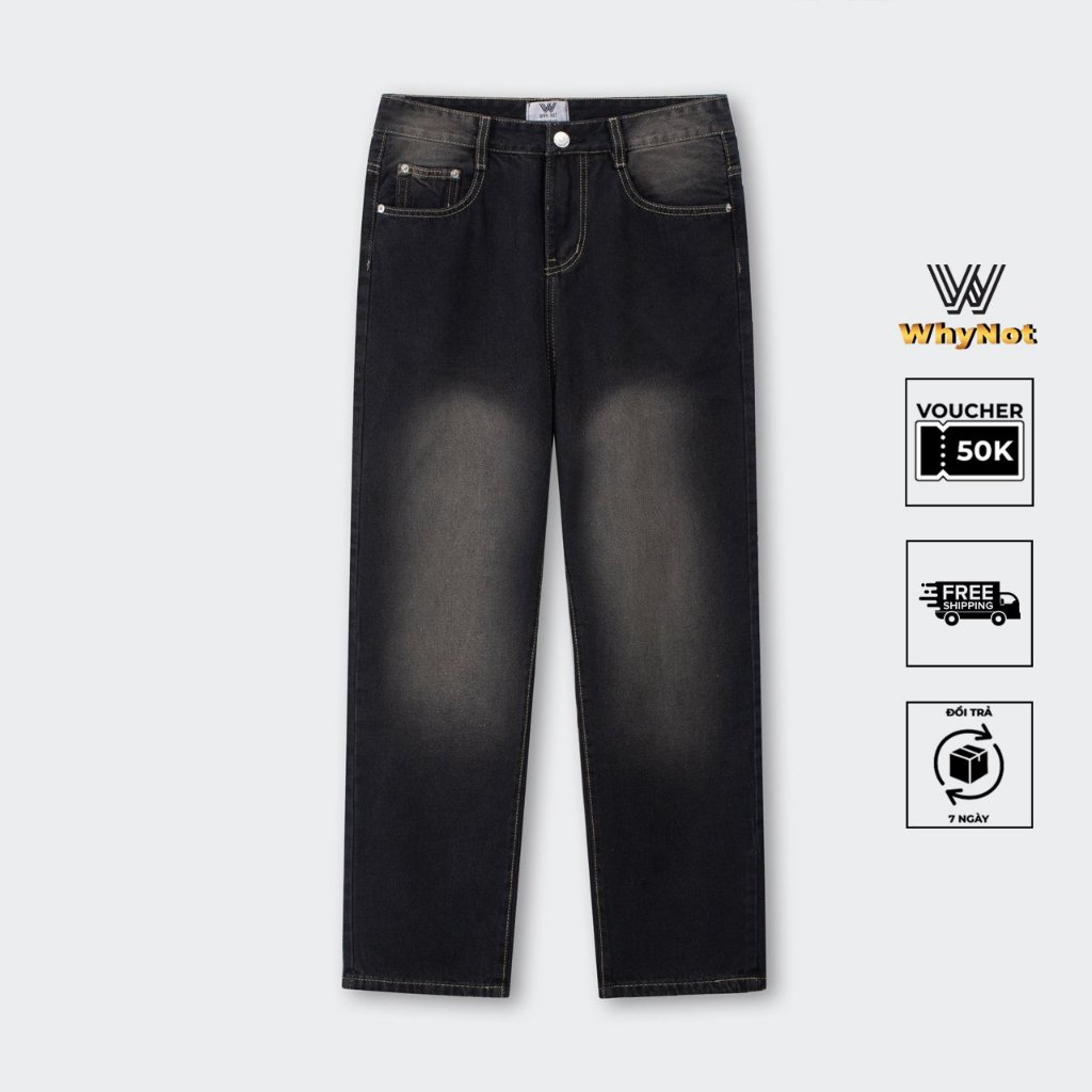 Quần jean wash Whynotdaily, chất liệu jean mềm cotton màu xanh sky màu đen size S - 7XL JBGWTG