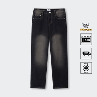 Quần jean wash Whynotdaily, chất liệu jean mềm cotton màu xanh sky màu đen size S - 7XL JBGWTG