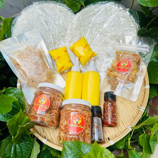 Combo sum vầy bánh tráng phơi sương + muối tép hành phi + bơ + tốp mỡ