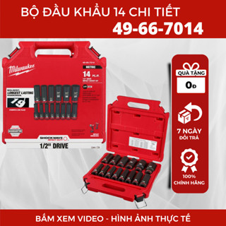 Bộ đầu khẩu 1 2" 14 chi tiết 49-66-7014 Milwaukee. Đầu tuýp dài bộ tube dài siết bu lông 