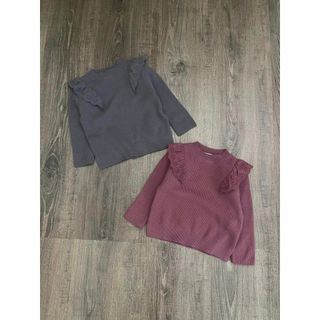 Áo len riềm vai dệt kim zxr bé gái