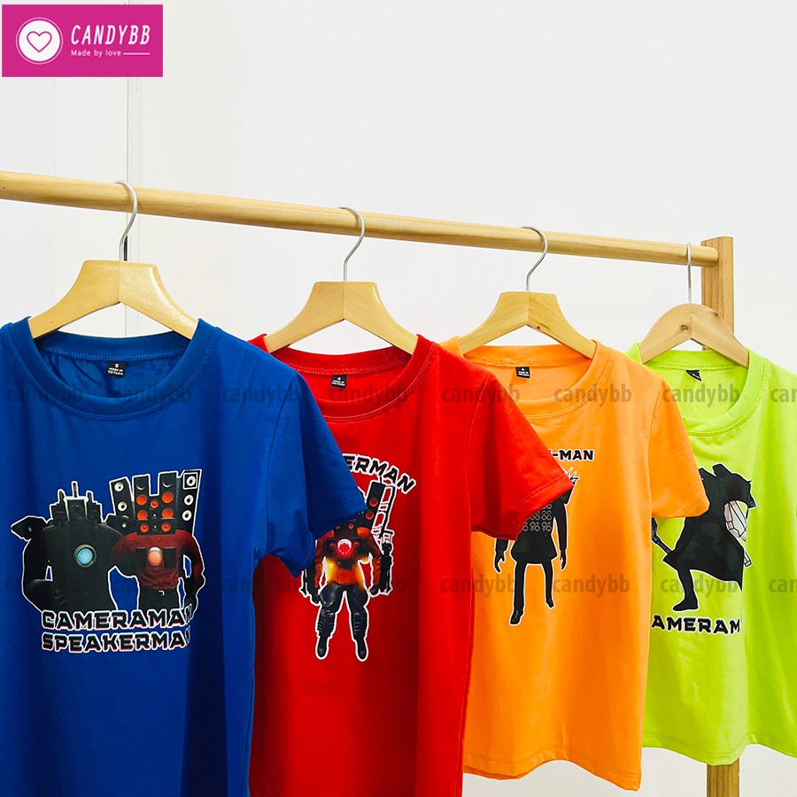 Áo thun Cameraman Titan TV Man, Quái Vật Đầu Tivi Skibidi Toilet cho bé trai siêu ngầu, size từ 10 - 60kg