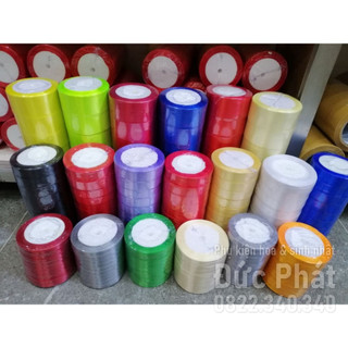 Cuộn dây ruy băng lụa bản to 1cm 2cm 4cm dây duy băng ribbon dây treo trang trí tết làm hoa, làm nơ, ruy băng đỏ
