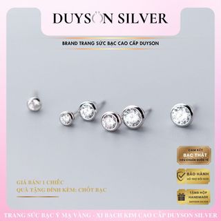 Khuyên tai bạc nụ đá ổ tròn nam nữ, Bông tai bạc Ý 925 mạ vàng trắng cao cấp DUYSON SILVER (Giá bán/1 chiếc) [KNXK23]