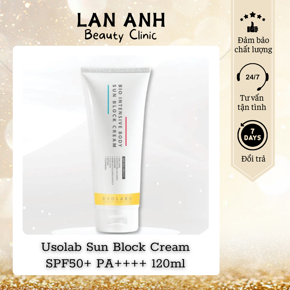 Kem chống nắng nâng tone, dưỡng ẩm trắng mịn body Usolab Sun Block Cream SPF50+ PA++++ 120ml - LAN ANH Beauty Clinic