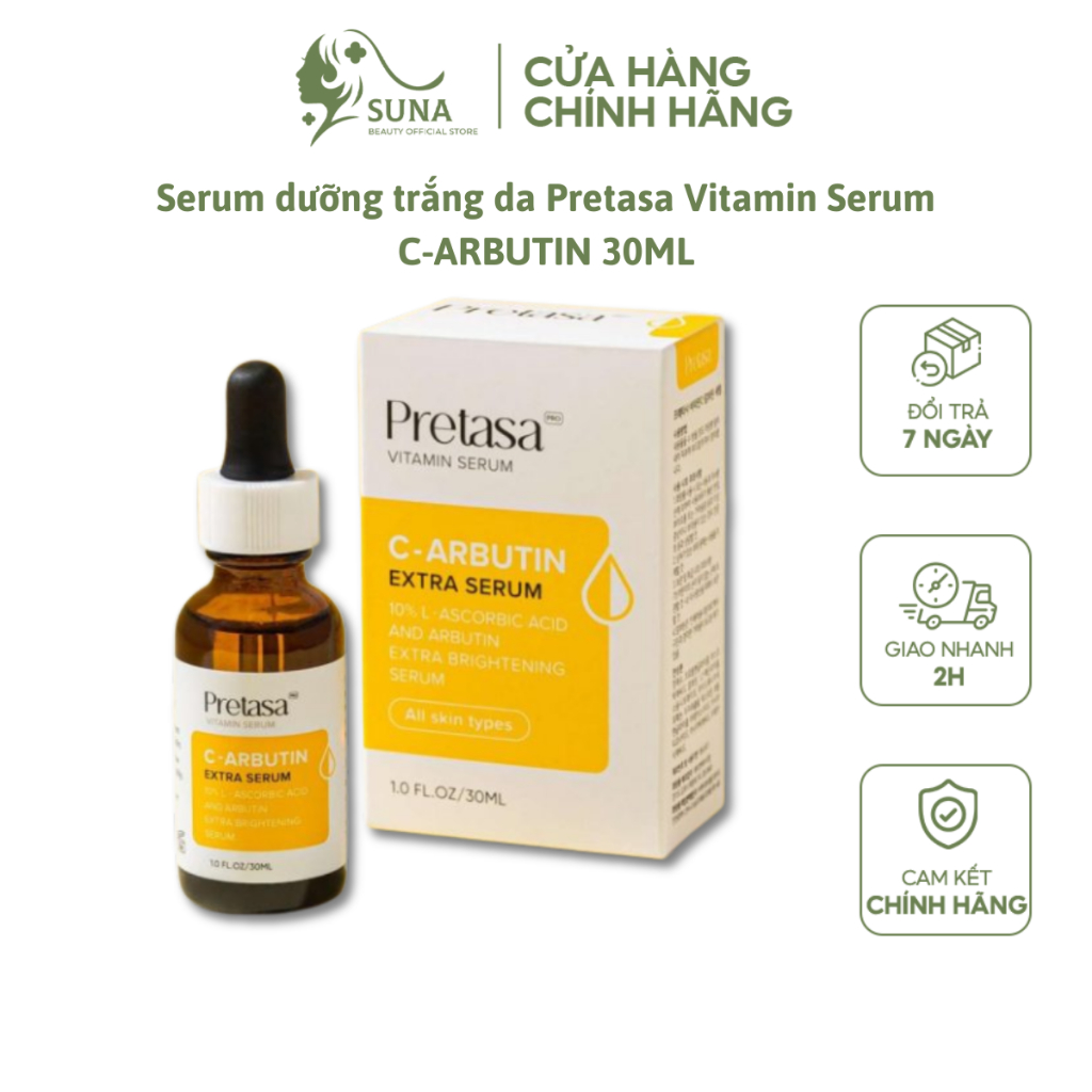 Serum dưỡng trắng sáng da, mờ thâm Pretasa Vitamin C-Arbutin Brightening 30ml