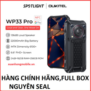 Điện thoại siêu bền oukitel wp33 pro 5g ,pin 22000mah,màn hình 6,6 inch fhd+,ram 24gb,rom 256g