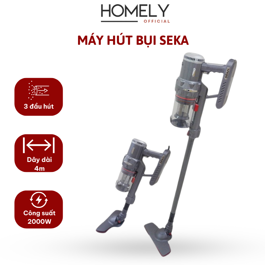 Máy hút bụi cầm tay SEKA SK-09MAX, công suất 2000W, lực hút cực mạnh làm sạch dễ dàng