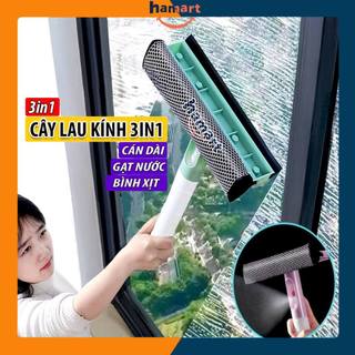 Cây Lau Kính Kèm Bình Xịt Có Cao Su Gạt Nước Cán Dài Lau Kiếng Sàn Đa Năng Tiện Lợi