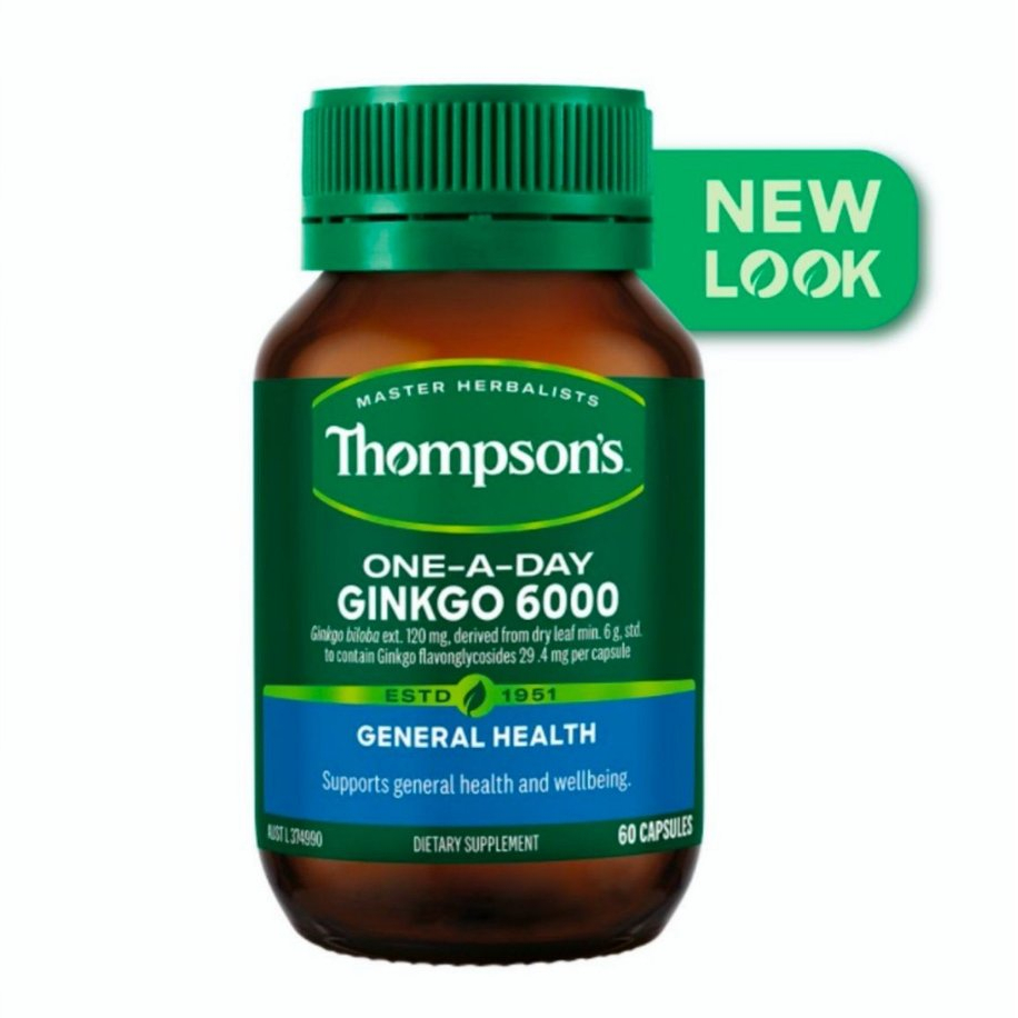 [Tem Chính Hãng] [Date 2026] Viên bổ não Ginkgo Biloba 6000mg Thompsom Úc 60v tăng cường trí nhớ