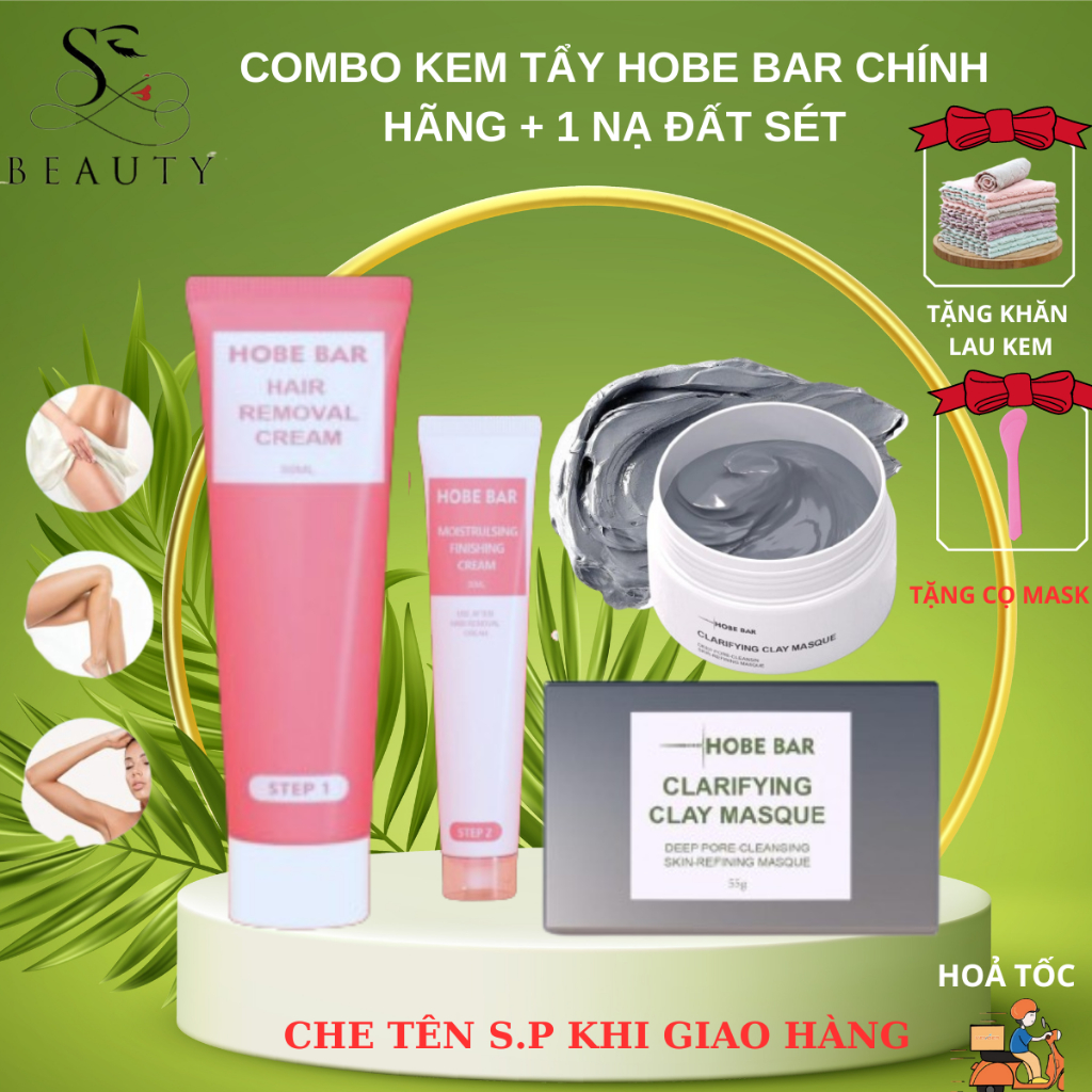 kem tẩy lông hobebar chính hãng kiểu pháp kem tẩy lông nách, vùng kín, tay chân, body và gel dưỡng lô hội dịu nhẹ