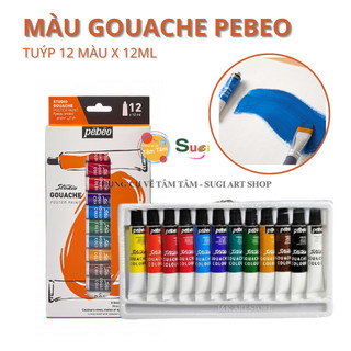 [ TÂM TÂM ] Màu Gouache Pebeo 12 màu x 12ml  , MÀU GOUACHE PÉBÉO vẽ trang trí , diễn họa kiến trúc