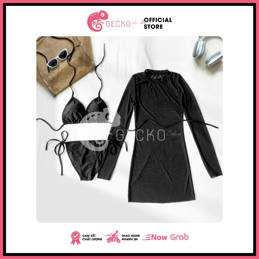 [HCM] Combo 3 Món Bikini GECKO Áo Tam Giác Kèm Áo Lưới Xuyên Thấu 4CB10 (Ảnh Thật) | BigBuy360 - bigbuy360.vn