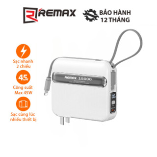 Cốc sạc nhanh kiêm pin dự phòng Remax RPP-588 All In One 15000mAh sạc nhanh PD max 45W tích hợp cáp sạc Type C, ai phon