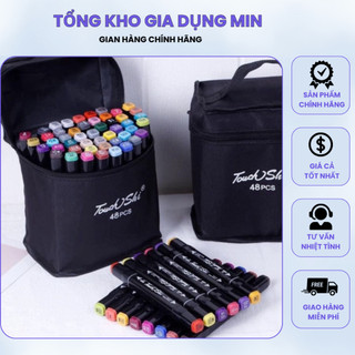 Bút màu dạ marker 48 cây màu Touch tặng kèm túi