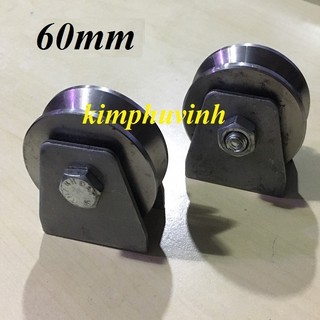 01 CÁI - 60mm BÁNH XE SẮT - BÁNH XE CỬA TRƯỢT - BÁNH XE RÃNH V 6P