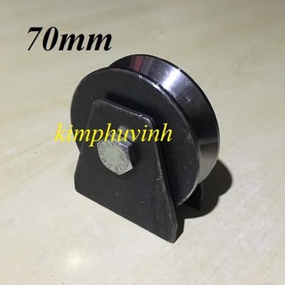 01 CÁI - 70mm BÁNH XE SẮT - BÁNH XE CỬA TRƯỢT - BÁNH XE RÃNH V