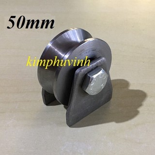 01 CÁI - 50mm BÁNH XE SẮT - BÁNH XE CỬA TRƯỢT 5 PHÂN - BÁNH XE RÃNH V