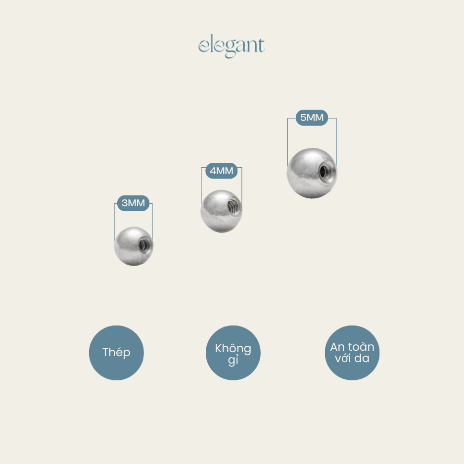 Set 5 chốt bi khuyên tai Elegant (Giá 5 chiếc)