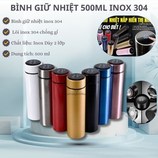 Bình nhiệt 500ml hiển thị nhiệt độ -Bình giữ nhiệt Bình giữ nhiệt 500ml cảm ứng hiển thị nhiệt độ inox 304 500ml cảm ứng