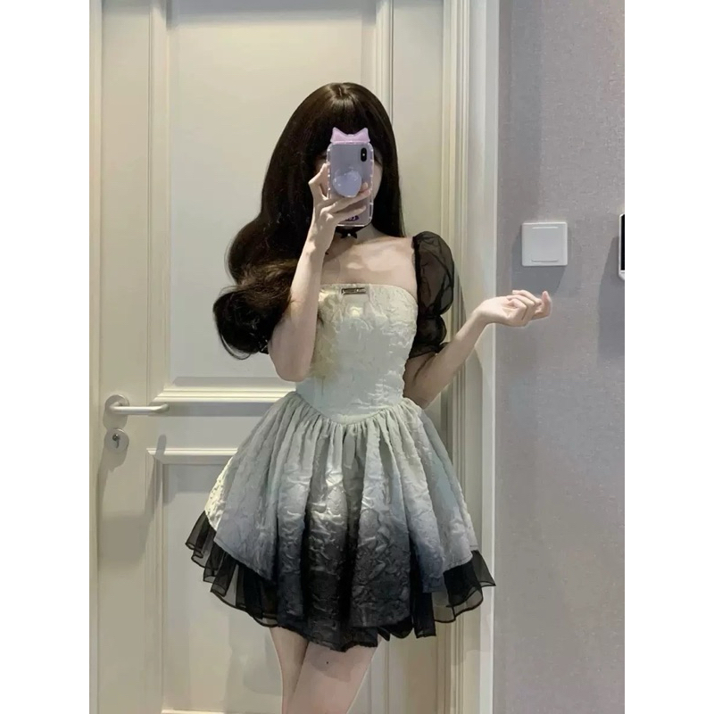ĐẦM LOANG GẤM CỔ U TAY PHỒNG