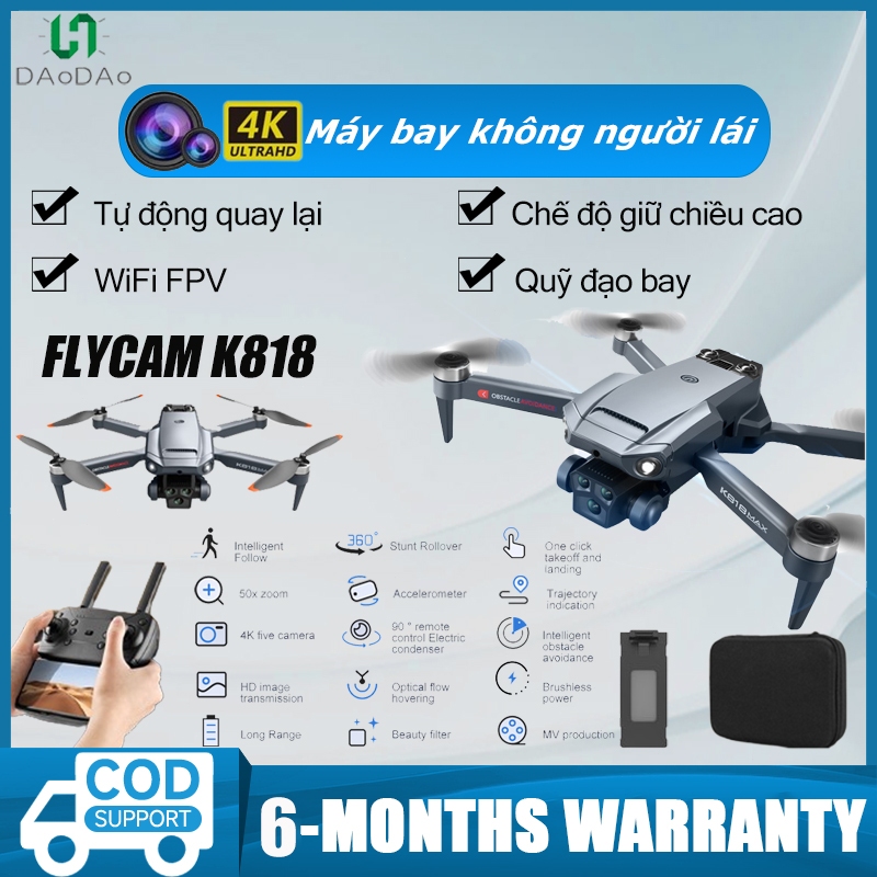 Flycam K818 động cơ không chổi than - 3 camera quay phim chụp ảnh, Plycam điều khiển từ xa có cảm biến va chạm | BigBuy360 - bigbuy360.vn