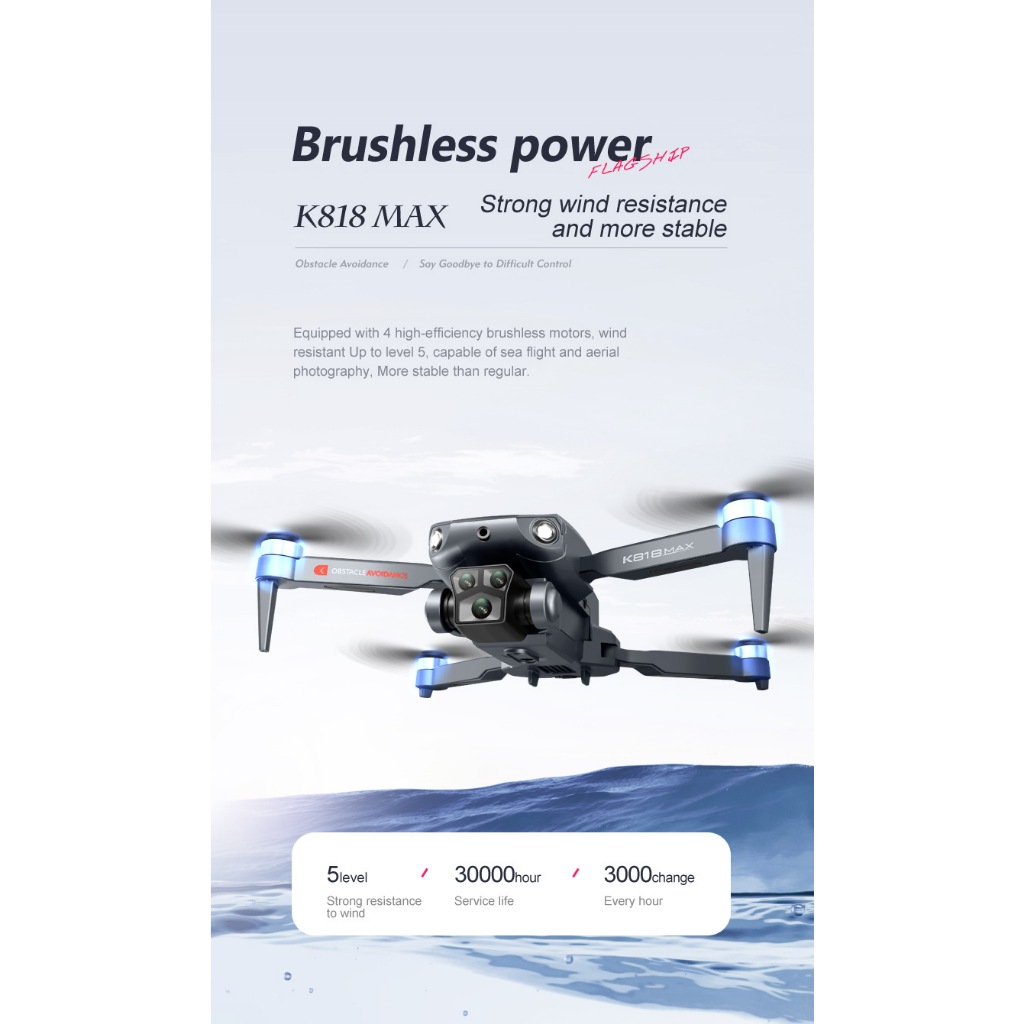 Flycam K818 động cơ không chổi than - 3 camera quay phim chụp ảnh, Plycam điều khiển từ xa có cảm biến va chạm | BigBuy360 - bigbuy360.vn