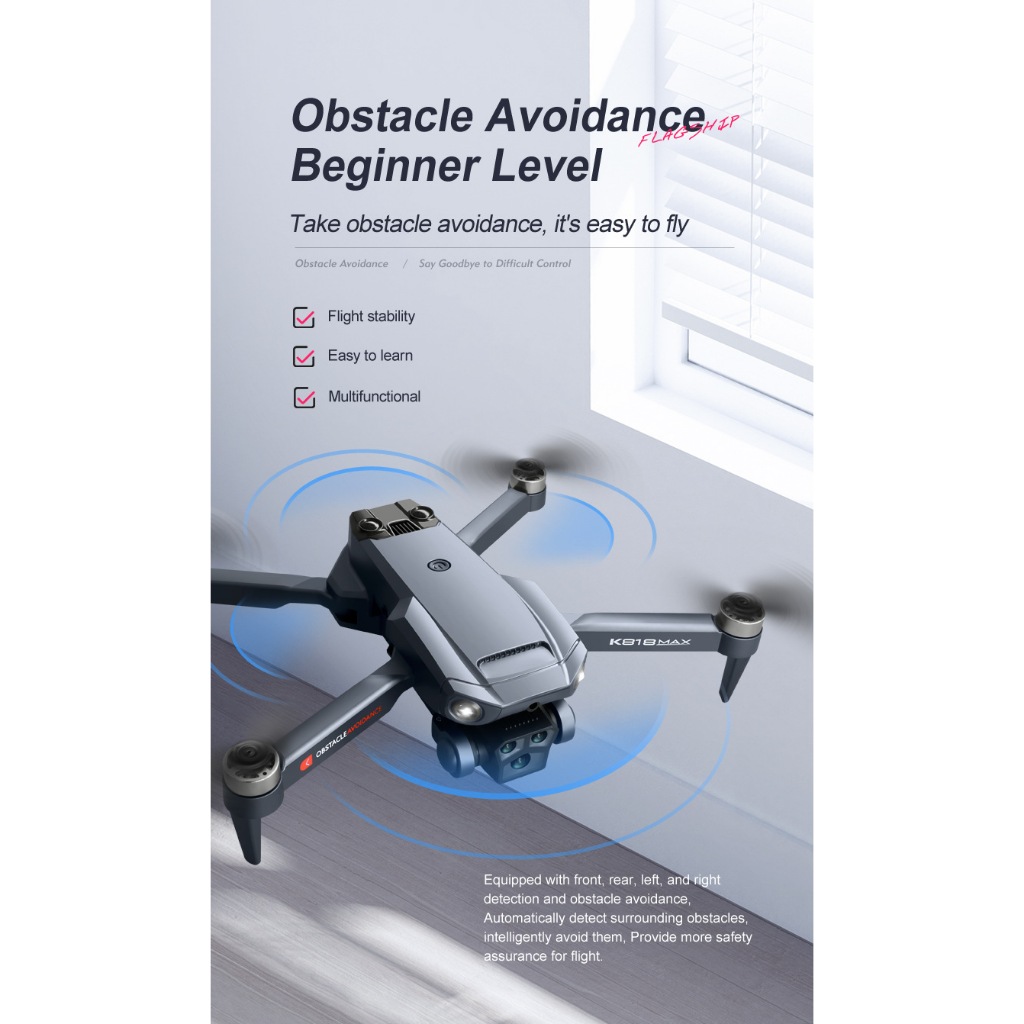 Flycam K818 động cơ không chổi than - 3 camera quay phim chụp ảnh, Plycam điều khiển từ xa có cảm biến va chạm | BigBuy360 - bigbuy360.vn