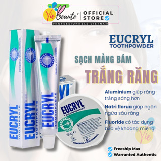 Kem đánh răng Eucryl - Combo tẩy trắng răng hương bạc hà EUCRYL Tooth Paste Freshmint ( Bột 50g + Kem 50g )