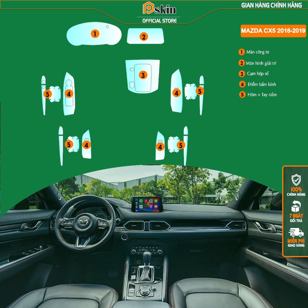 [ Mazda CX5 2018-2021 ] Dán PPF trong suốt bảo vệ nội thất xe Mazda CX5 2018-2021