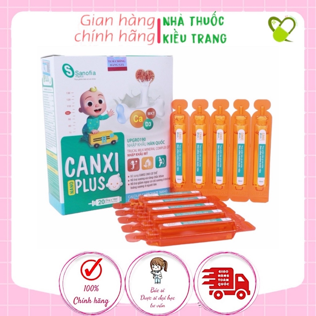 Canxi Nano Plus Sanofia, giúp xương răng chắc khỏe, giảm còi xương, tăng chiều cao, tăng đề kháng