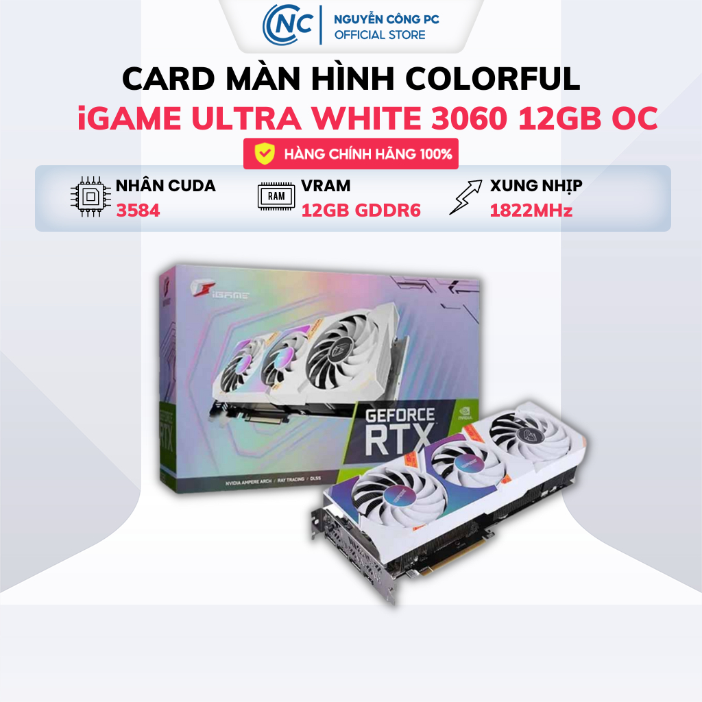 Card Màn Hình Colorful iGame GeForce RTX 3060 Ultra W OC 8G / 12G-V - Hàng chính hãng BH 36 Tháng