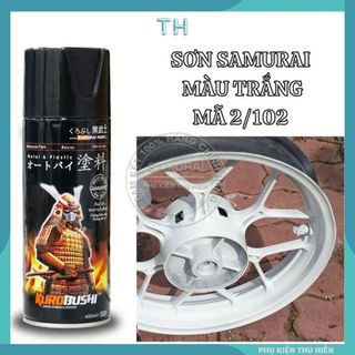 Sơn Xịt Samurai chuyên dùng cho xe máy màu trắng 2/102 chống cháy, chống rạn nứt, vòi xịt chống chảy
