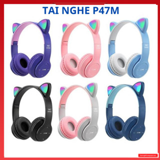 Tai Nghe Mèo Bluetooth P47M PKH470 Chụp Tai, Tai Mèo Dễ Thương Có Mic, Âm Bass Mạnh Mẽ Bảo Hành 12 Tháng