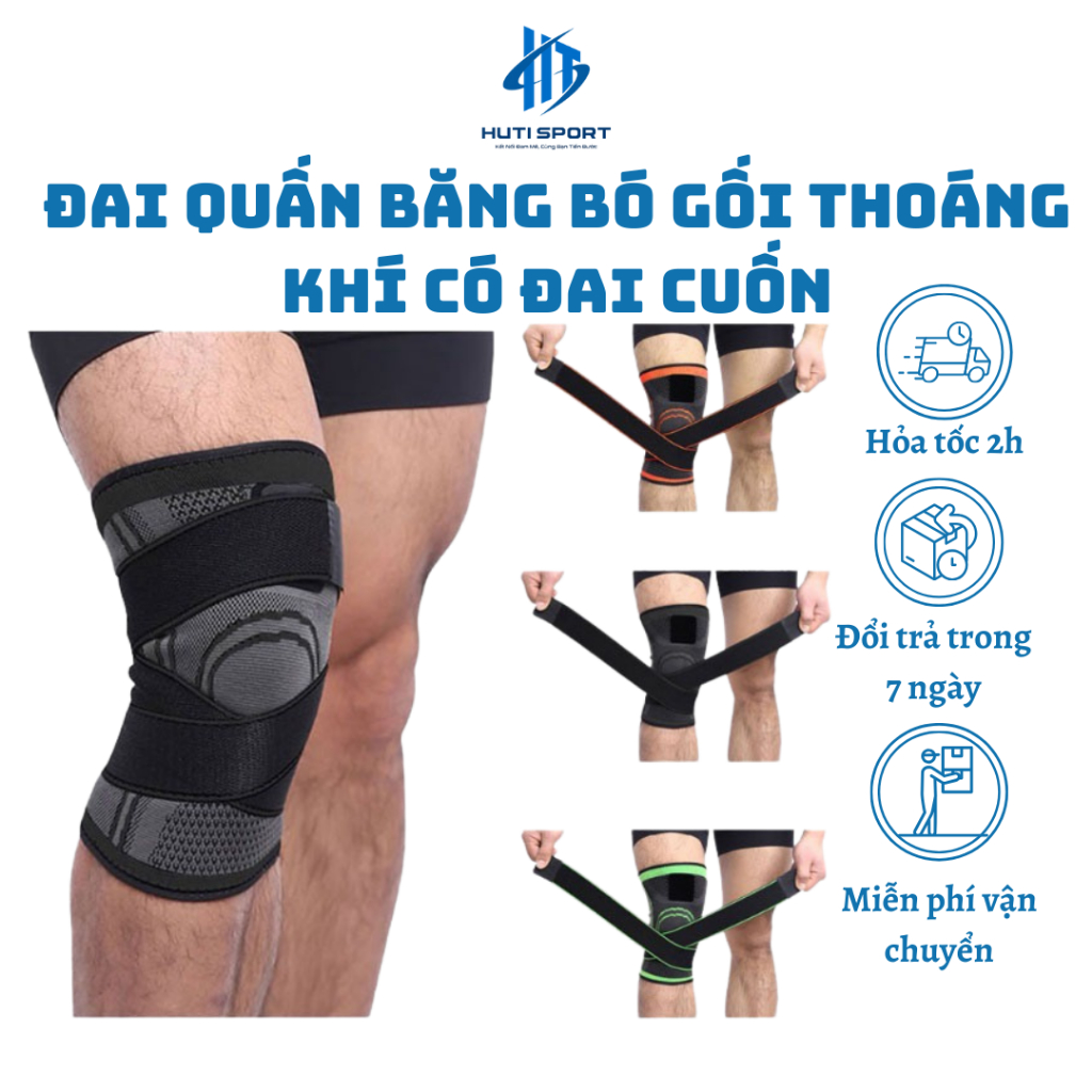 Bảo Vệ Đầu Gối, Đai Quấn Băng Bó Gối Thoáng Khí Có Đai Cuốn Aolikes AL7720 Chơi Thể Thao Tập Gym Cầu Lông Đá Banh