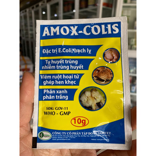 AMOX COLIS 10g Goovet - TỤ HUYẾT TRÙNG, HEN KHẸC,TIÊU CHẢY PHÂN XANH trên gia súc, gia cầm