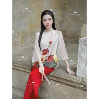 Pháp phục đi chùa voan tơ 2 lớp lụa