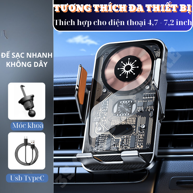 KD Giá Đỡ Điện Thoại Trên ô Tô C10 C13 Kiêm Sạc Nhanh Không Dây, Kẹp Điện Thoại Xe Hơi Cảm Biến Tự Động 15W