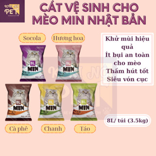 Cát Vệ Sinh Cho Mèo MIN Nhật Bản Túi 8L Đủ 5 Mùi Giúp Khử Mùi Kháng Khuẩn Không Bụi Bẩn - KIKINO