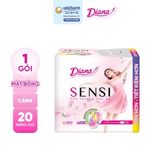 (Sản phẩm cải tiến) Băng vệ sinh Diana Sensi siêu mỏng cánh 20 miếng/gói