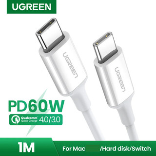 Cáp sạc nhanh type c ugreen, dây sạc 2 đầu type c, cáp c to c 60w, sạc nhanh dòng 3a, bảo hành 12 tháng