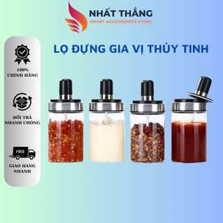 Hũ đựng gia vị thuỷ tinh lọ gia vị kèm muỗng lọ đựng gia vị 250ml