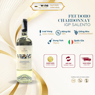 Rượu vang trắng Ý Feudoro Chardonnay Salento IGP chính hãng nhập khẩu 750ml nồng độ cồn 13% Rượu Vang Sài Gòn