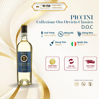Rượu vang trắng Ý Piccini Collezione Oro Orvieto Classico chính hãng nhập khẩu 750ml nồng độ cồn 12,5% Rượu Vang Sài Gòn
